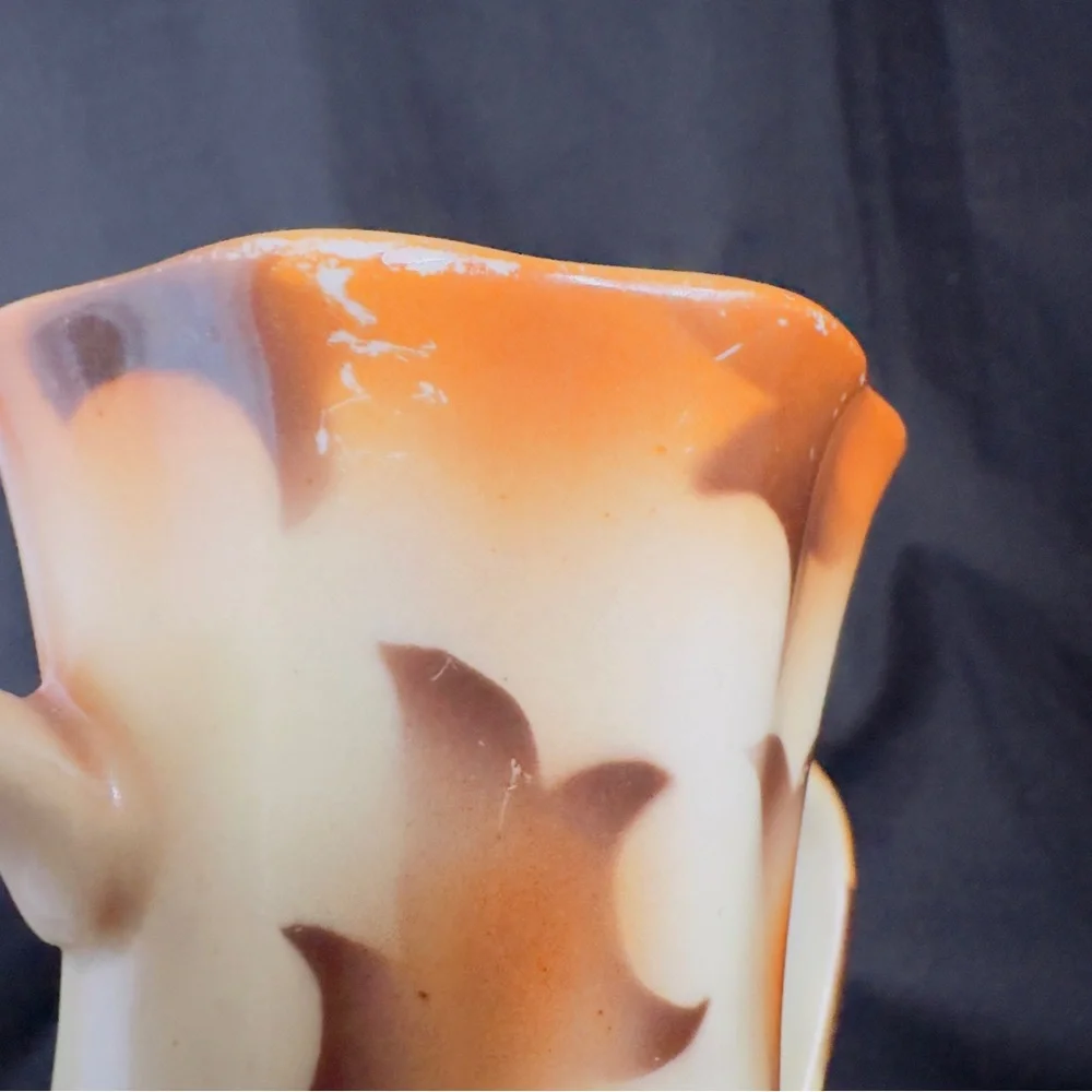 Antique Art Deco Vase Double Handle Czech Victorian Glaze 1920-40